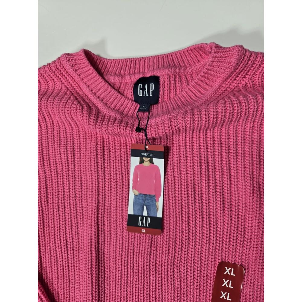 GAP Women’s Pink Ribbed Crewneck Sweater Size XL Cotton Knit Pullover New - Picture 4 of 5